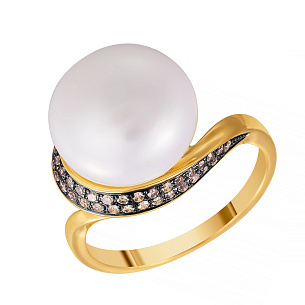 Кольцо из желтого золота с жемчугом