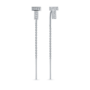 Серьги из белого золота с бриллиантом