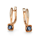 Серьги с английским замком из красного золота с сапфирами