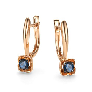 Серьги с английским замком из красного золота с сапфирами