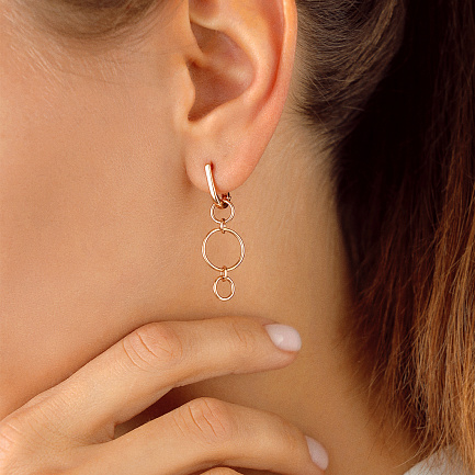 Серьги с английским замком из красного золота