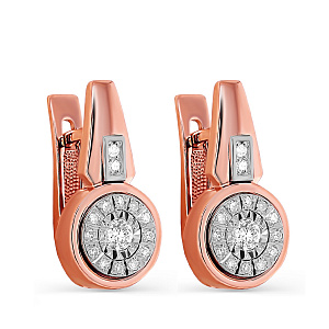 Серьги с английским замком из красного золота с бриллиантами