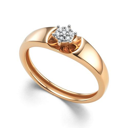 Кольцо из красного золота с бриллиантами