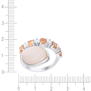Кольцо из серебра с перламутром, фианитом