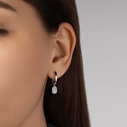 Серьги с английским замком из белого золота с бриллиантами