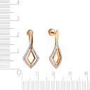 Серьги-пусеты из красного золота с фианитом