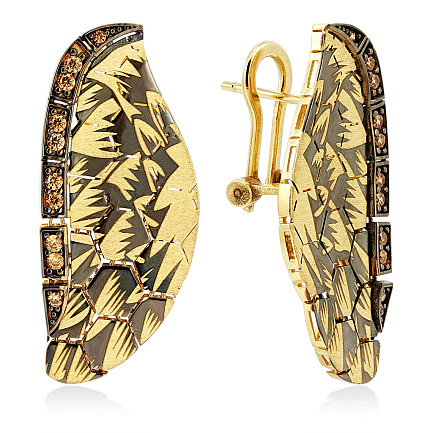 Серьги из комбинированного золота с фианитом