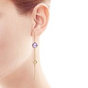 Серьги-продевки из желтого золота с аметистом
