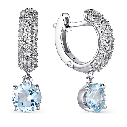 Серьги с английским замком из серебра с топазами