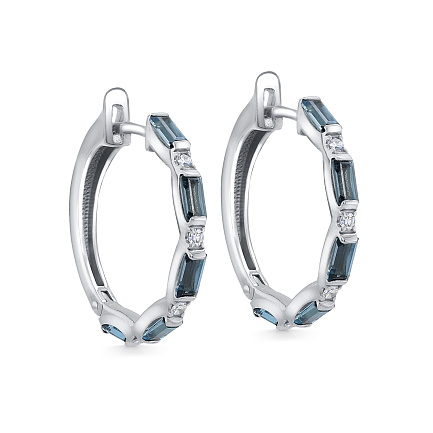 Серьги с английским замком из белого золота с бриллиантами