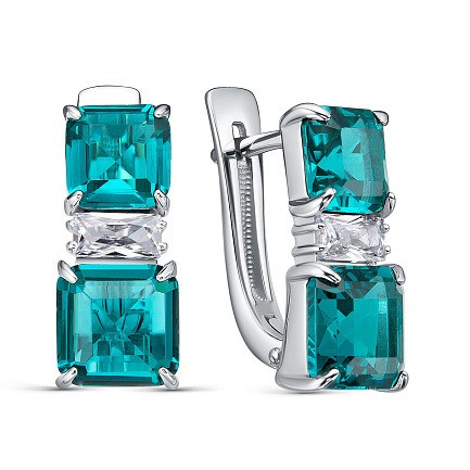 Серьги с английским замком из серебра с алпанитами