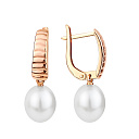 Серьги с английским замком из красного золота с жемчугом