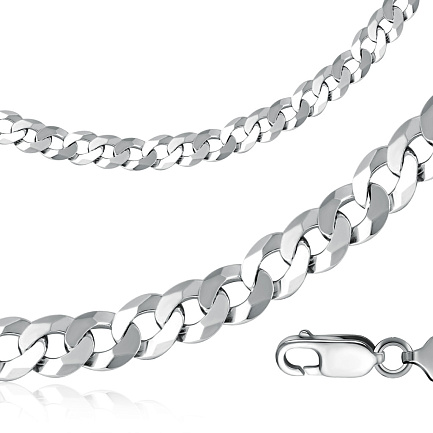 Цепь автомат из серебра, плетение панцирное