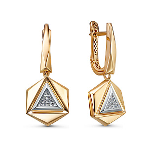 Серьги с английским замком из красного золота с бриллиантами