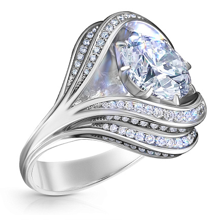 Кольцо из белого золота с бриллиантом