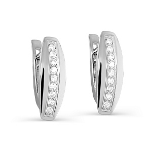 Серьги с английским замком из серебра с фианитами