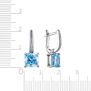 Серьги с английским замком из серебра с фианитом