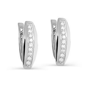 Серьги с английским замком из серебра с фианитом