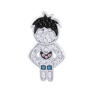 Брошь из серебра с фианитом