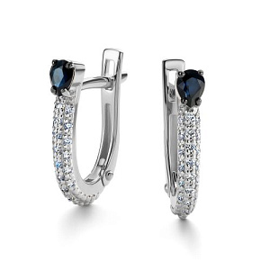 Серьги с английским замком из белого золота с бриллиантами