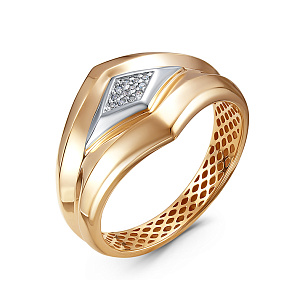 Кольцо из красного золота с бриллиантом