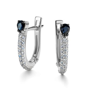 Серьги с английским замком из белого золота с бриллиантом