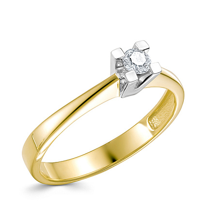 Кольцо из желтого золота с бриллиантом