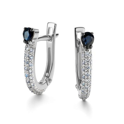 Серьги с английским замком из белого золота с бриллиантами