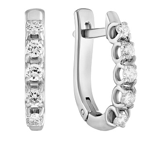 Серьги с английским замком из белого золота с бриллиантом