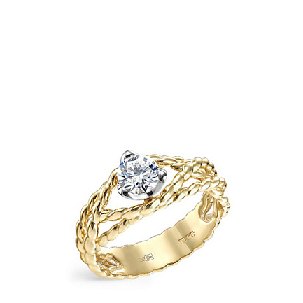 Кольцо из желтого золота с бриллиантом