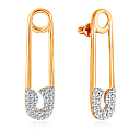 Пусеты из красного золота с фианитом