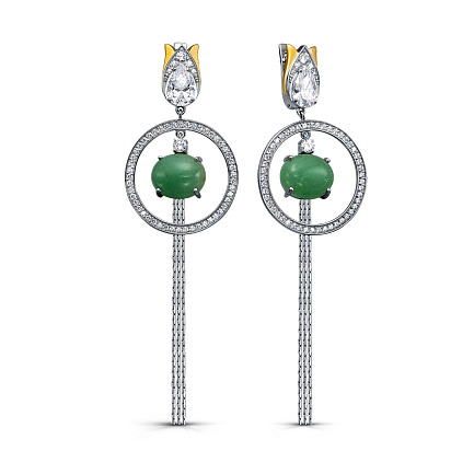 Серьги с английским замком из серебра с кварцем