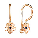 Серьги детские из красного золота с сапфирами