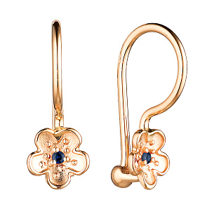 Серьги детские из красного золота с сапфирами