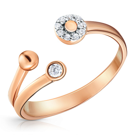 Кольцо из красного золота с фианитом