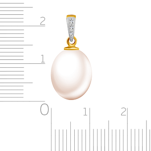 Подвеска из желтого золота с бриллиантами, жемчугом