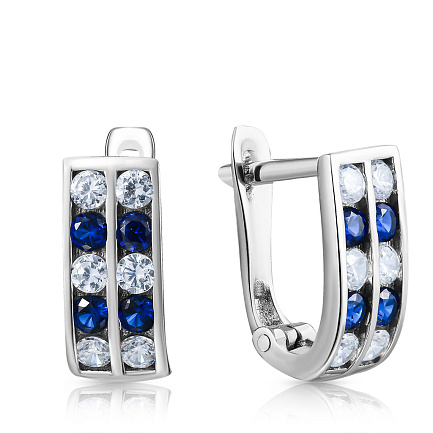Серьги из серебра с фианитом