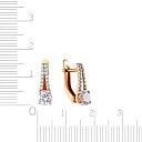 Серьги с английским замком из красного золота с фианитом