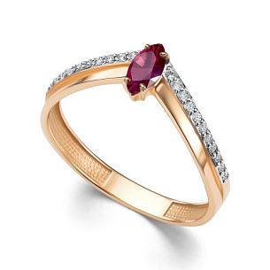 Кольцо из красного золота с бриллиантом