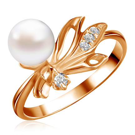 Кольцо из красного золота с жемчугом