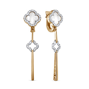 Серьги с английским замком из красного золота с бриллиантами