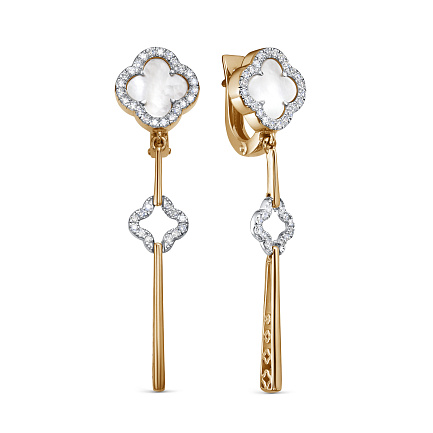 Серьги с английским замком из красного золота с бриллиантами