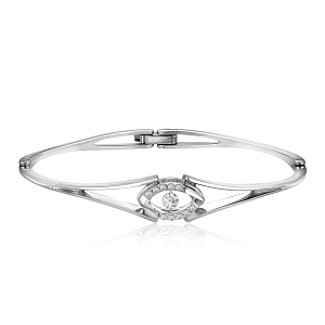 Браслет жесткий из белого золота с бриллиантами