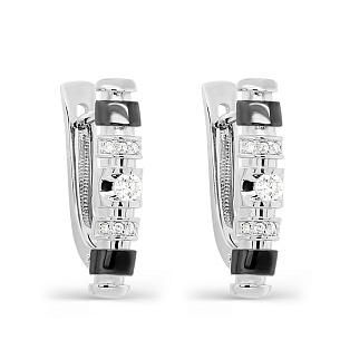 Серьги с английским замком из белого золота с бриллиантами