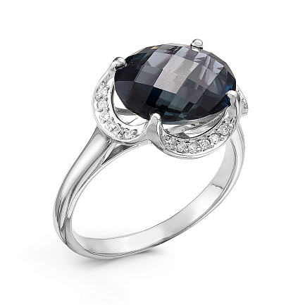 Кольцо из белого золота с бриллиантами, топазом