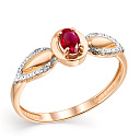 Кольцо из красного золота с бриллиантами, рубином