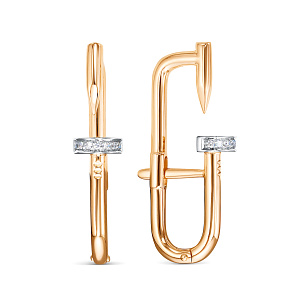 Серьги из красного золота с бриллиантом