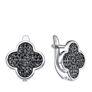 Серьги с английским замком из серебра с фианитом