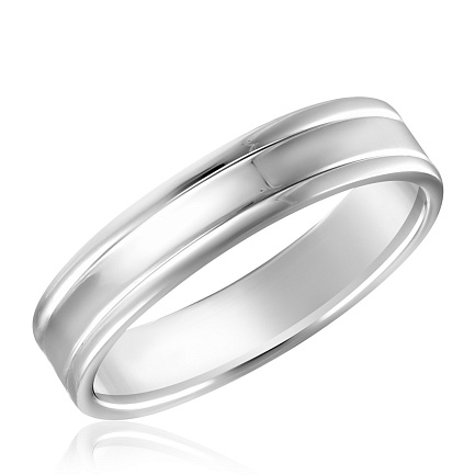 Кольцо обручальное из белого золота