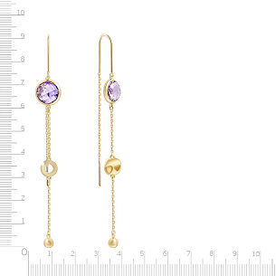 Серьги из желтого золота с аметистами